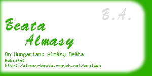 beata almasy business card